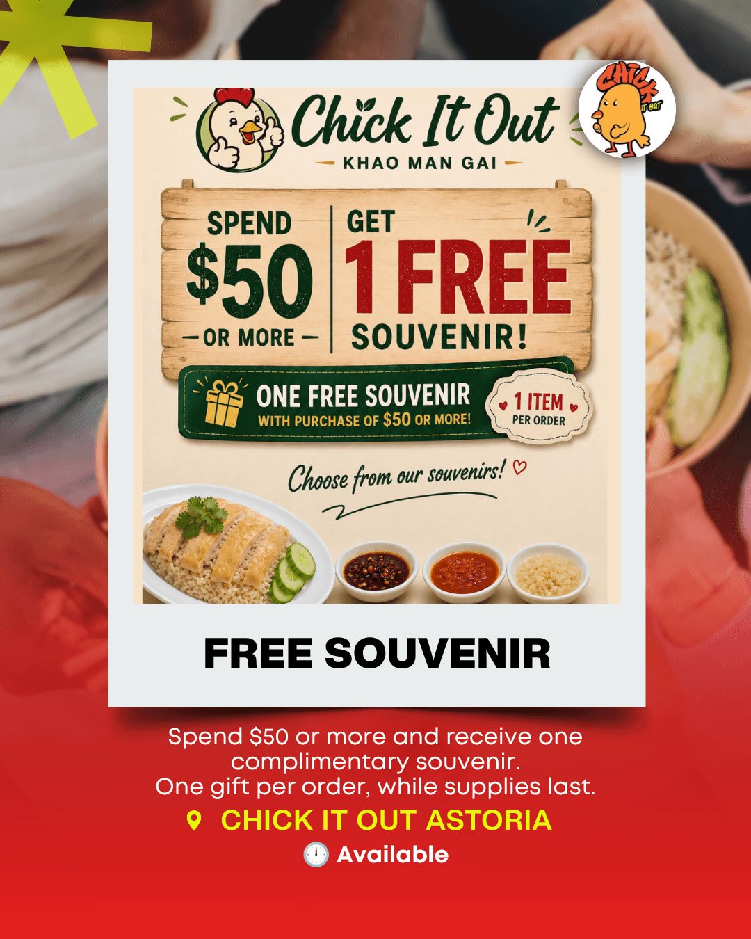 Chick It Out " Khao Man Gai" deal